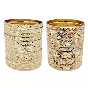 Braccialetto da sposa indiano elegante look sottile placcato oro vero 22k set 12 pezzi - Foto 1 di 4