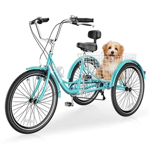 Meulbaty Tricycles 7-Speed Trikes Unisex Adults Easy to Assemble w/ Rear Basket - Picture 1 of 44