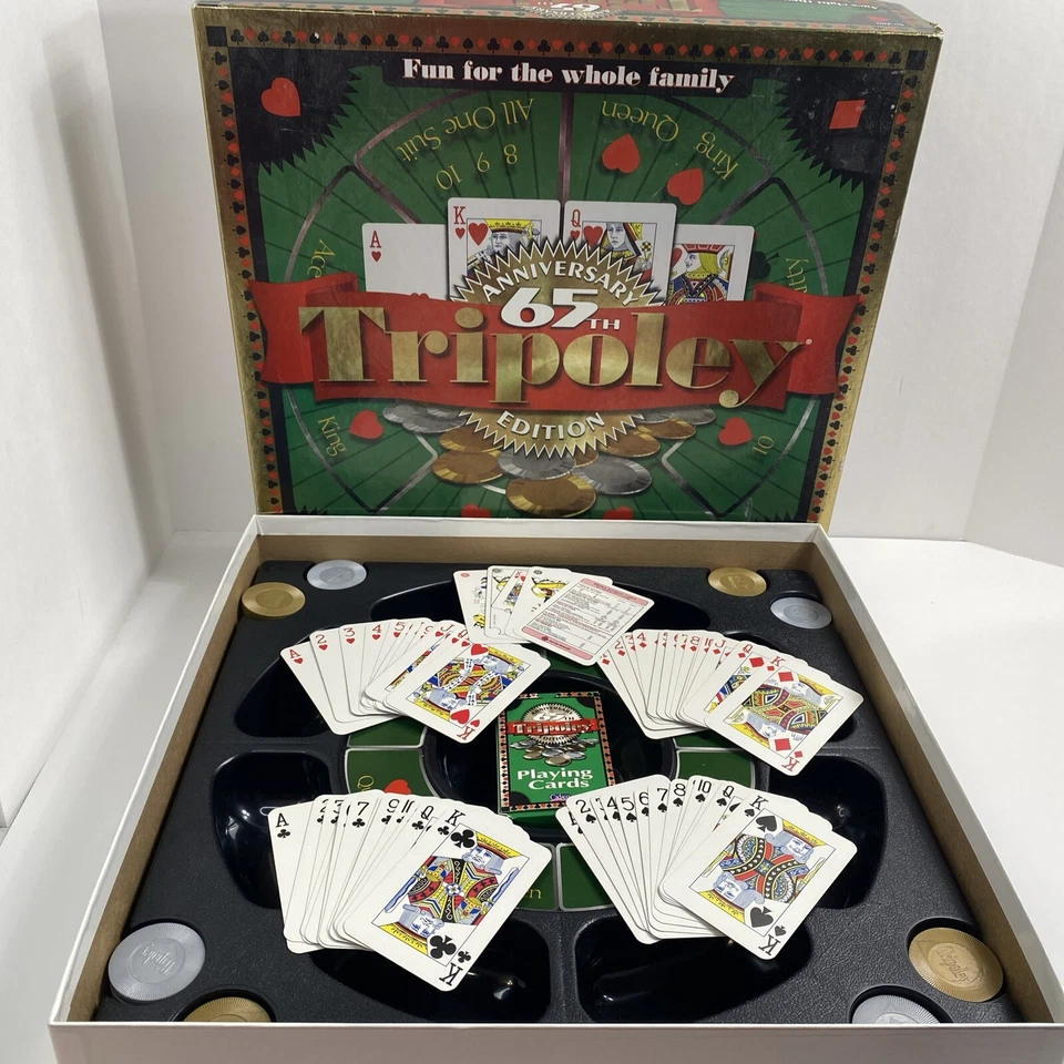 Cadaco Tripoley Special Edition Rotating Turntable Rummy Poker Hearts Complete - Image 1 of 4