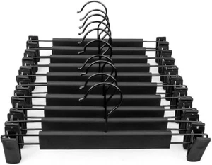 Heavy Duty Pants, Skirt and Clothes Hangers with Non-Slip 2 Clips 10 Pack AU - Picture 1 of 7