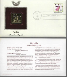 Orchids-Spreading Pogonia--1st day issue-Golden Replica - Picture 1 of 1