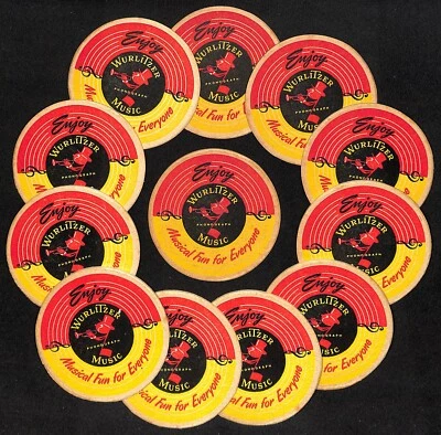 Wurlitzer Music "One Note Johnny" c1950's NOS Beverage Coaster VGC $6.99ea - Imagem 1 de 2