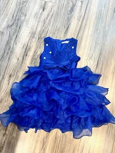 Ai Meng Baby Kids Girls Blue Ruffles Lace Party Dress Size 120 (5T) - Picture 1 of 5