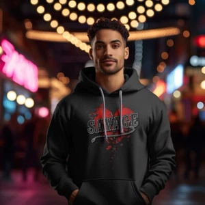 Valentine Sneaker Hoodie Savage Hearted Street Wear Mens Hip Hop Lovers Pullover - Picture 1 of 3
