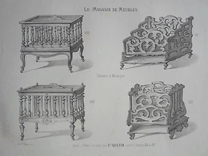 Musikschränke LITHOGRAPHIE das MÖBELGESCHÄFT Victor Quetin 19. Jh. - Bild 1 von 2