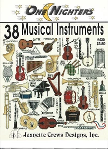 38 Musical Instruments One Nighters Cross Stitch Chart Jeanette Crews Designs - Picture 1 of 1