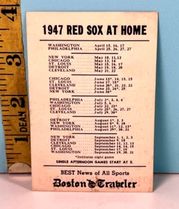 1947 Boston Red Sox & Braves Home Baseball Schedule Boston Traveler Newpaper🔥 - Picture 1 of 2