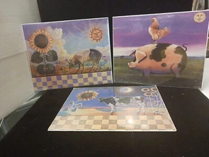 Wandbilder Kuh, Schwein, Hahn 3er Set 8x10 - Bild 1 von 4