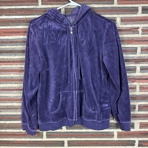 Chaqueta deportiva de atletismo New York & Company de terciopelo púrpura liso con cremallera años 90 M - Imagen 1 de 3