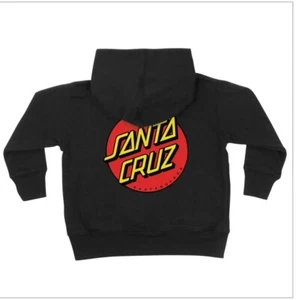 Youth Santa Cruz Sweatshirt Classic Dot Hooded Pullover Skate Sweatshirt Black - Picture 1 of 3