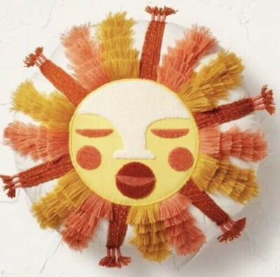 Jungalow By Opalhouse Fringe And Embroidered Sun Throw Pillow 16” Round New - Image 1 of 4