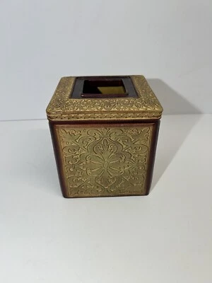 Cubierta de pañuelo de Versalles de tinta India vintage tono arce dorado borde borgoña Foto 1 de 4