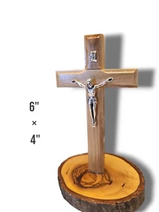 Kreuz Olivenholz Kruzifix handgefertigt stehend Heiliges Land Jerusalem gesegnet Geschenk - Bild 1 von 2