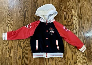 Disney Junior Minnie Mouse Girls Varsity Jacket Size 7 Red Snaps GUC - Picture 1 of 6