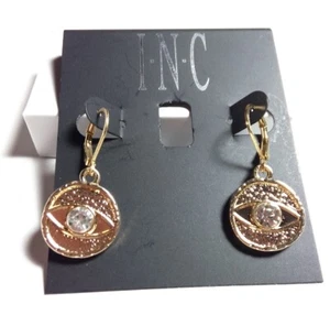 Inc Gold Tone Crystal Eye Dangle Drop Earrings - New - Picture 1 of 1