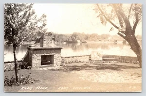 RPPC River Scene Sauk City Wisconsin Birdhouse Firepit VTG Unused Photo Postcard - Picture 1 of 4