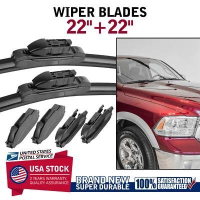 For GMC Sierra 3500 HD 2007-2021 OEM Bracketless Wiper Blades One Set Of 22"&22" - Imagem 1 de 4