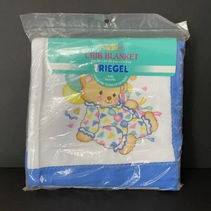 Riegel Teddy Beddy Bear Crib Baby Blanket USA Polyester Vintage 36 x 45 - New - Picture 1 of 8