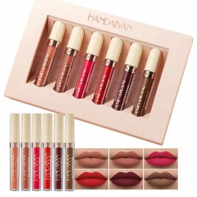 HANDAIYAN 6PCS/Set Long Lasting Lip Gloss Glazed Matte Beauty Liquid Lipstick Lip Make-up