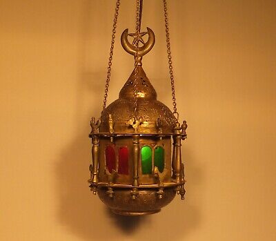 Orient PALAST LAMPE Massiv Messing Und Glas Moschee Laterne Islamic Mosque Lamp • 125€