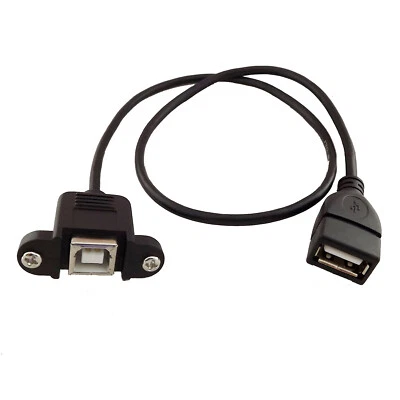 USB A Female Jack to USB 2.0 B Female Socket Panel Mount Extension Cable 1.5ft - Image 1 of 4