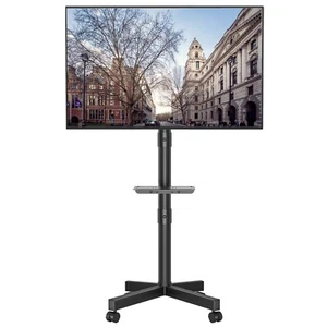 Mobile TV Stand for 23-60 inch TVs, Tilt Rolling TV Stand with media shelf - Picture 1 of 7