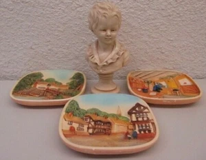 Lote de 3 PLACAS Y ESTATUILLAS PINTADAS A MANO VINTAGE - LEGENDS CHALKWARE - Imagen 1 de 11