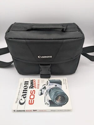 Bolsa de ombro Canon EOS SLR cor preta com guia de lanterna mágica Rebel 2000 EOS 300 - Imagem 1 de 4