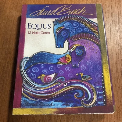 Laurel Burch Greeting Note Card Set (12) Horses Equus W Envelopes Colorful  - Image 1 of 4