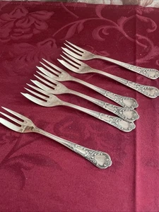 6 Kuchengabeln, Rokoko, Silberauflage - Bild 1 von 3