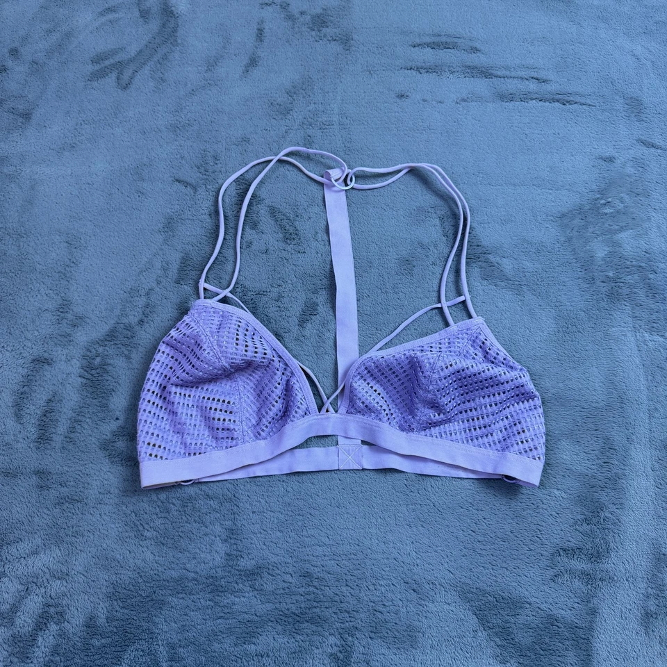 Bralette Free People Mujer Grande Púrpura Malla Tirantes Íntimamente Jaula Estilo Boho Foto 1 de 4