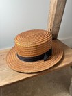 Canotier ancien en paille tressée – Ruban noir – XIX / début XX ème