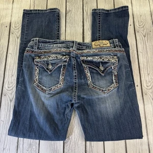 MISS ME Signature Straight Woman's 32 x 33 Low Rise Bling Blue Jeans. - Picture 1 of 13