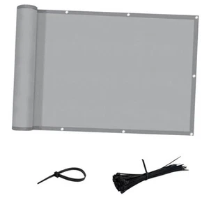 3’ x10’ Grey Waterproof Balcony Privacy Screen Cover - Opaque Fence Covering - Picture 1 of 7