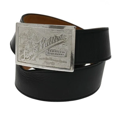 LOUIS VUITTON Ceinture Jeans Belt 80 32 Leather Black Silver Spain M6812 63TA241 - Image 1 of 4