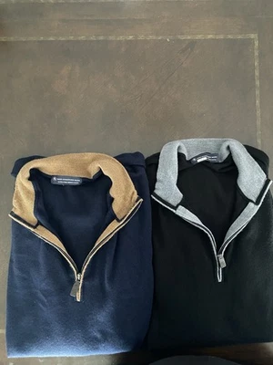 Paquete de 2 pulóver Hart Schaffner Marx 100 % lana merino 1/4 cremallera manga larga Foto 1 de 4