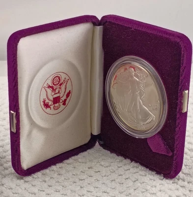 1989-S American Eagle One Ounce 999% Silver Proof Coin with Box - Image 1 of 4