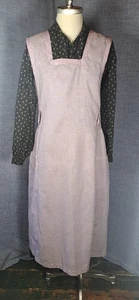 LAVENDER AND WHITE GINGHAM FULL LENGTH APRON WITH TIES, EDWARDIAN ERA - Picture 1 of 6