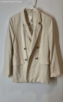 Blazer H&M Mujer Beige Manga Larga Doble Pecho 2 Botones Talla Pequeña Foto 1 de 4