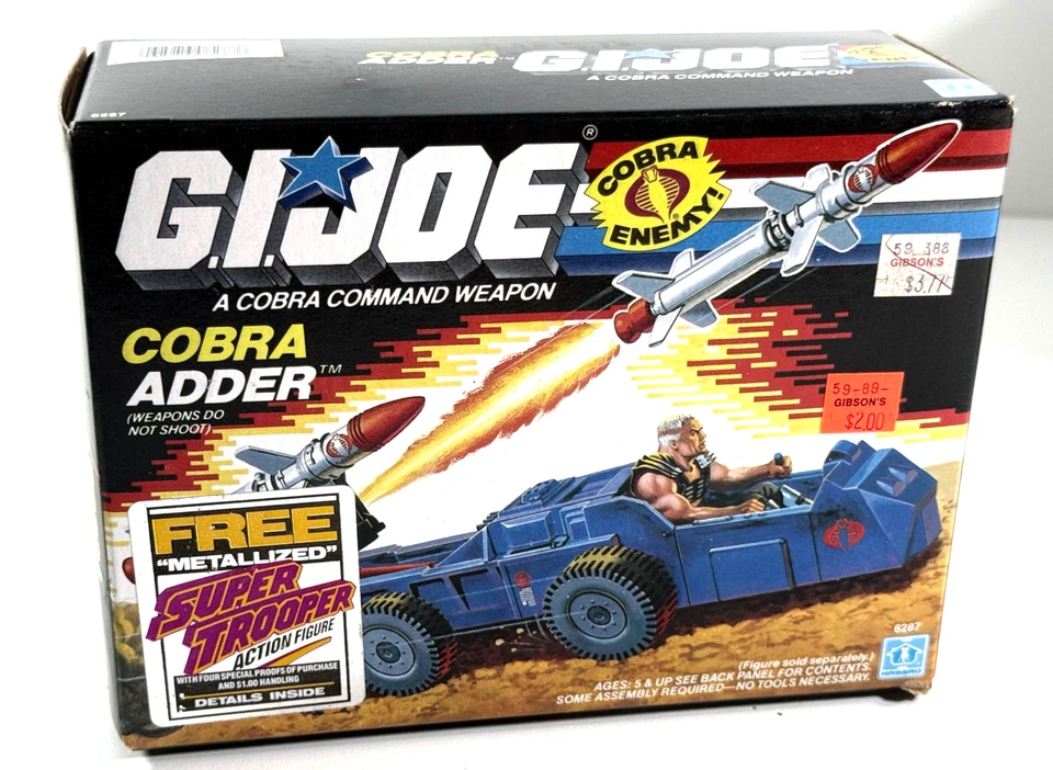 Vehículo Cobra Adder Hasbro 1987 de colección sellado Gi Joe ARAH 6287 Foto 1 de 4