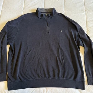 Marineblauer Polo Ralph Lauren Herrenpullover 1/4 Viertelreißverschluss Sweatshirt Gr. 3XB XXXL - Bild 1 von 10