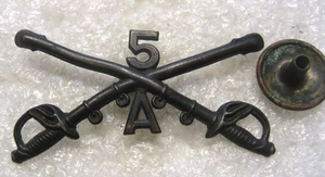 US Army 5th Cavalry Regiment Officers Cap Badge Insignia Badge, ww1. - Picture 1 of 2