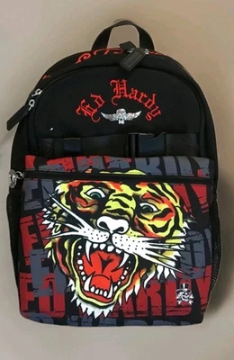 Mochila ED HARDY Negra, Tamaño Completo, Tigre, Nueva Con Etiquetas Foto 1 de 4