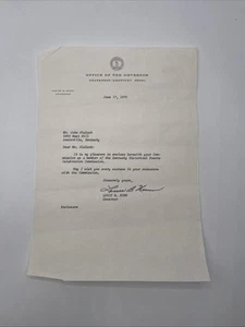 Carta firmada por Louie B. Nunn gobernador de Kentucky 17 de junio de 1970 - Imagen 1 de 3