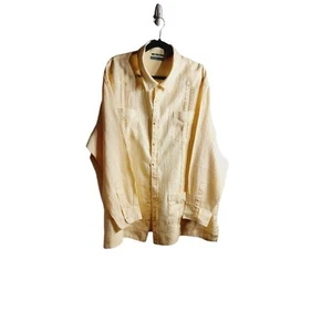 Cubavera 100% Linen Shirt Men's 3XL Cream Yellow Long Sleeves Button Front - Picture 1 of 11