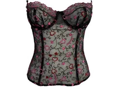 Moschino шифоновое шелковое кружево черный белый сердце точка бюстье Cami Top XS или XSS - Изображение 1 из 4