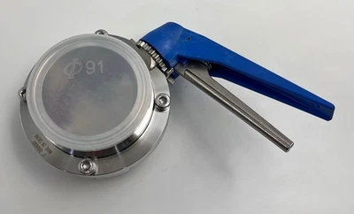 Válvula de mariposa Dernord con mango de gatillo azul acero inoxidable 304 3" pulgadas Foto 1 de 4