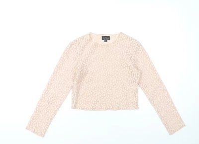 Topshop Women’s Beige Lace Petite Cropped Blouse UK 6 - Image 1 of 4