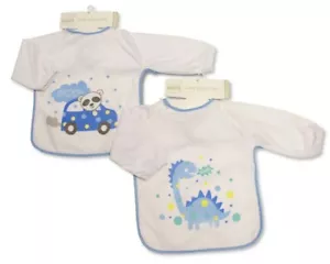 Large Long Sleeved Baby Bibs Boys with PEVA back - Single or 2-Pack - 752 - Picture 1 of 1
