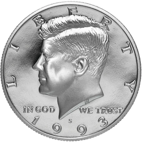 1993 S Kennedy Half Dollar Gem Deep Cameo CN-Clad Proof Coin Cover